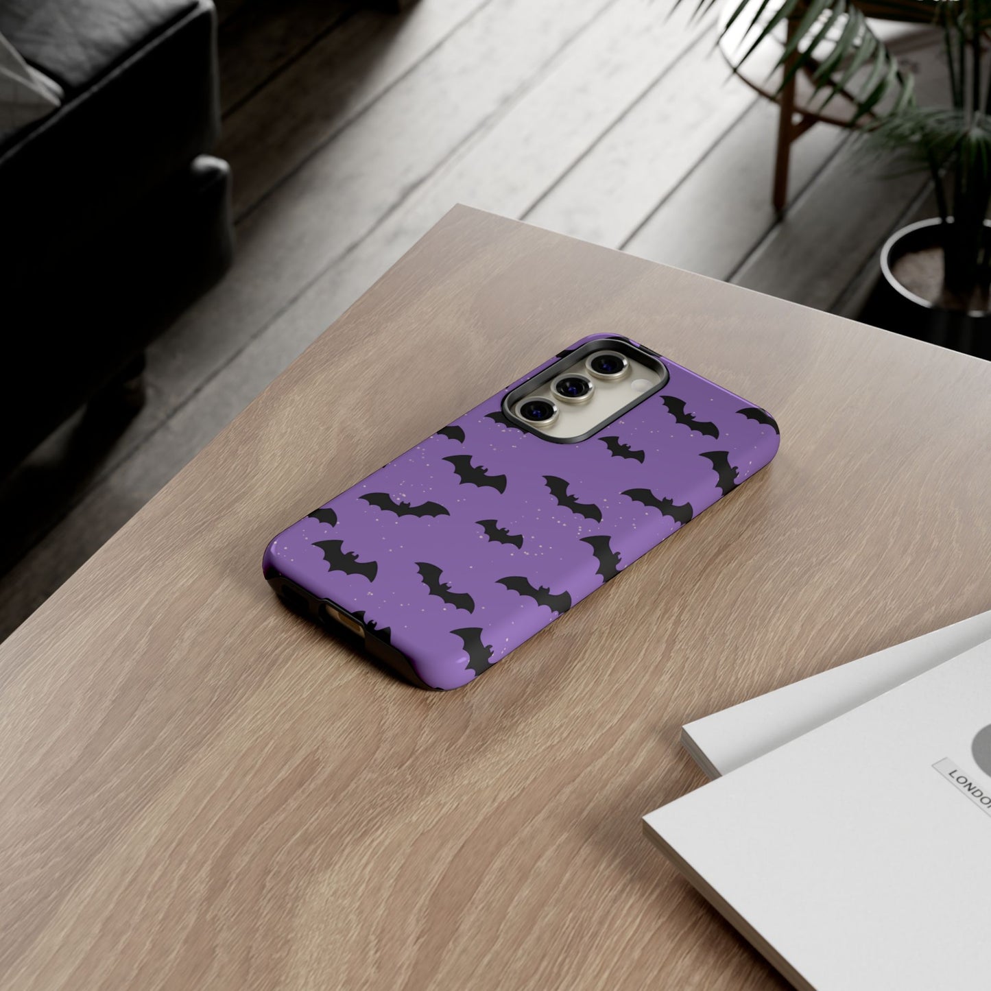 Halloween Bat Phone Case, Cute Purple Bat Phone Cover, Tough Cell Phone Case, Gothic Design, Spooky Gift, Fall Decor