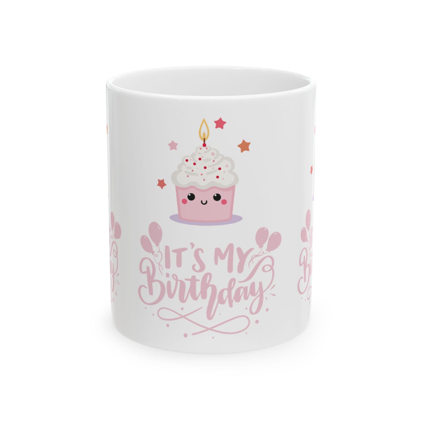 Cute Pink Birthday Mug with Cupcake Design, Perfect Gift for Birthdays, Celebrations, and Parties, Ceramic Coffee Mug