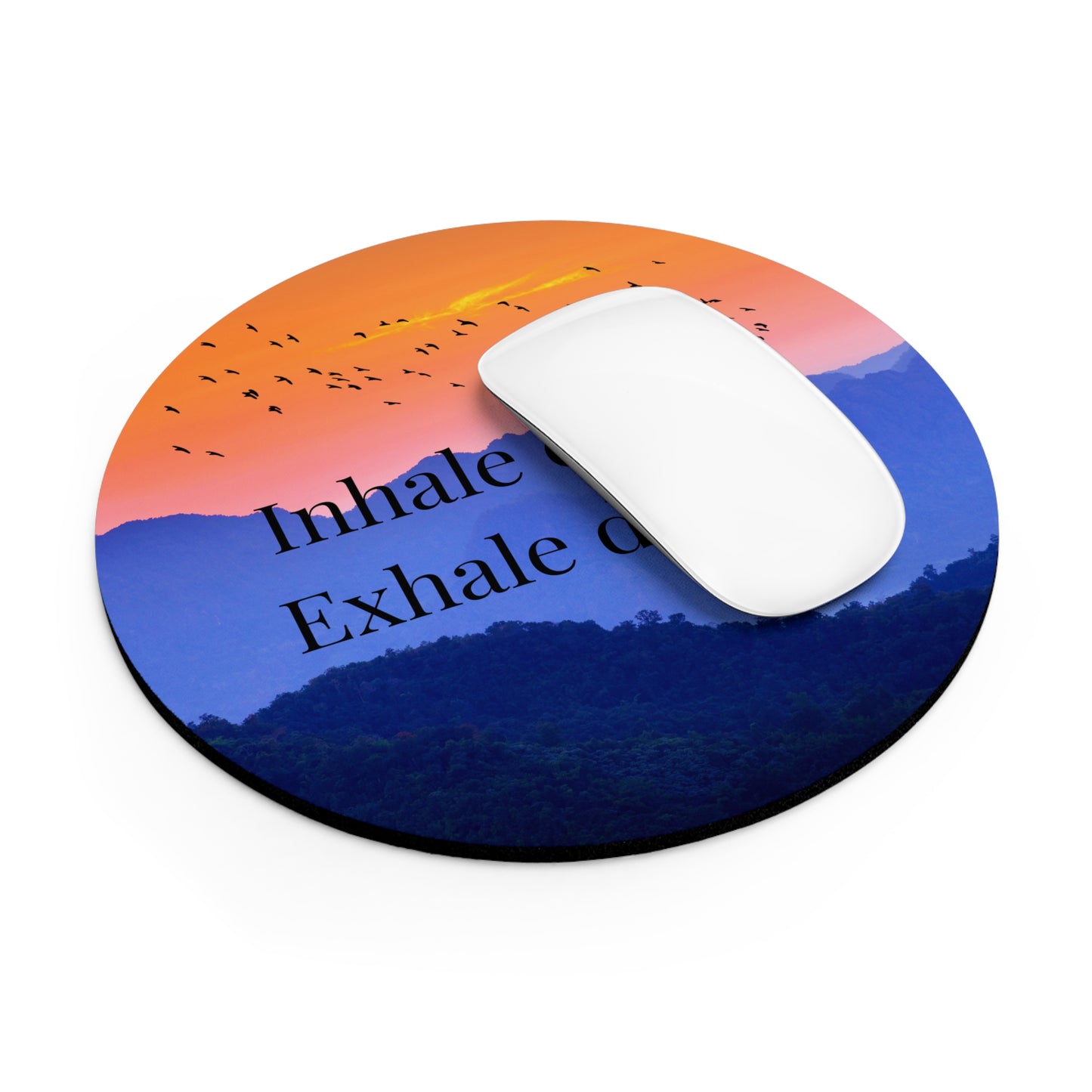 Inspirational Mouse Pad | Inhale Calm Exhale Doubt | Relaxation Gift for Office | Motivational Desk Decor | Nature Lovers