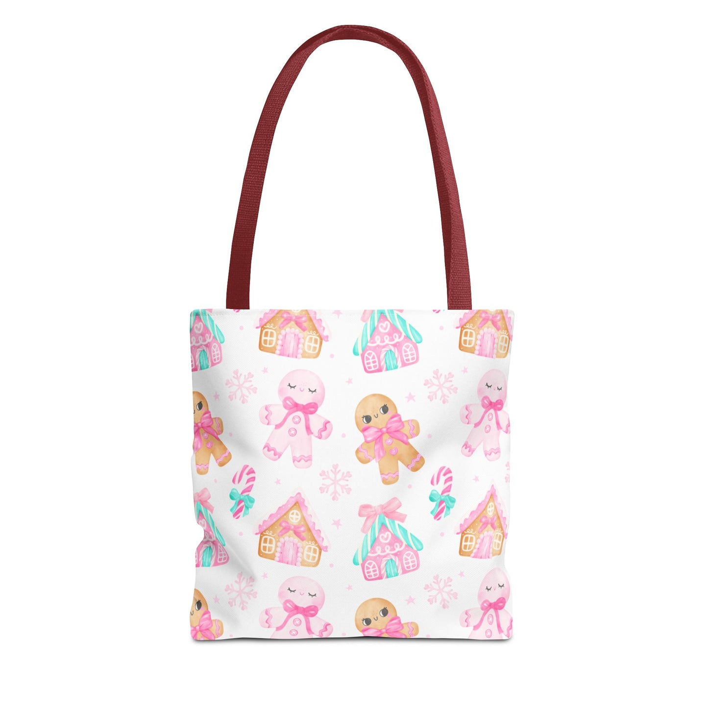 Pink Gingerbread Tote Bag | Cute Candy Cane Gift Bag, Christmas Shopping, Festive Holiday Tote, Winter Carryall, Seasonal Accessory