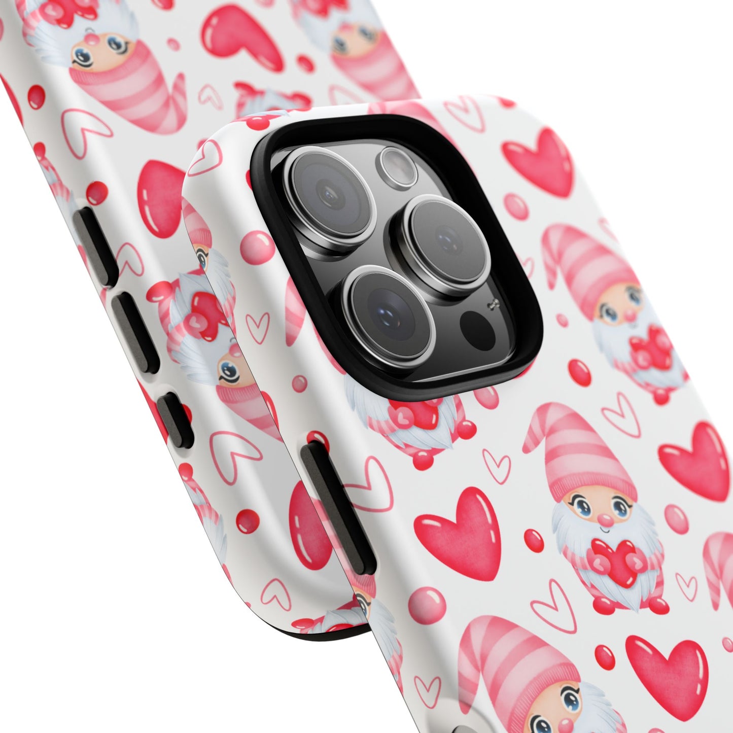 Pink Gnome Heart Phone Case, Festive Gift for Her, Unique Protective Case, Fun Holiday Accessory, Valentine's Day Accessory
