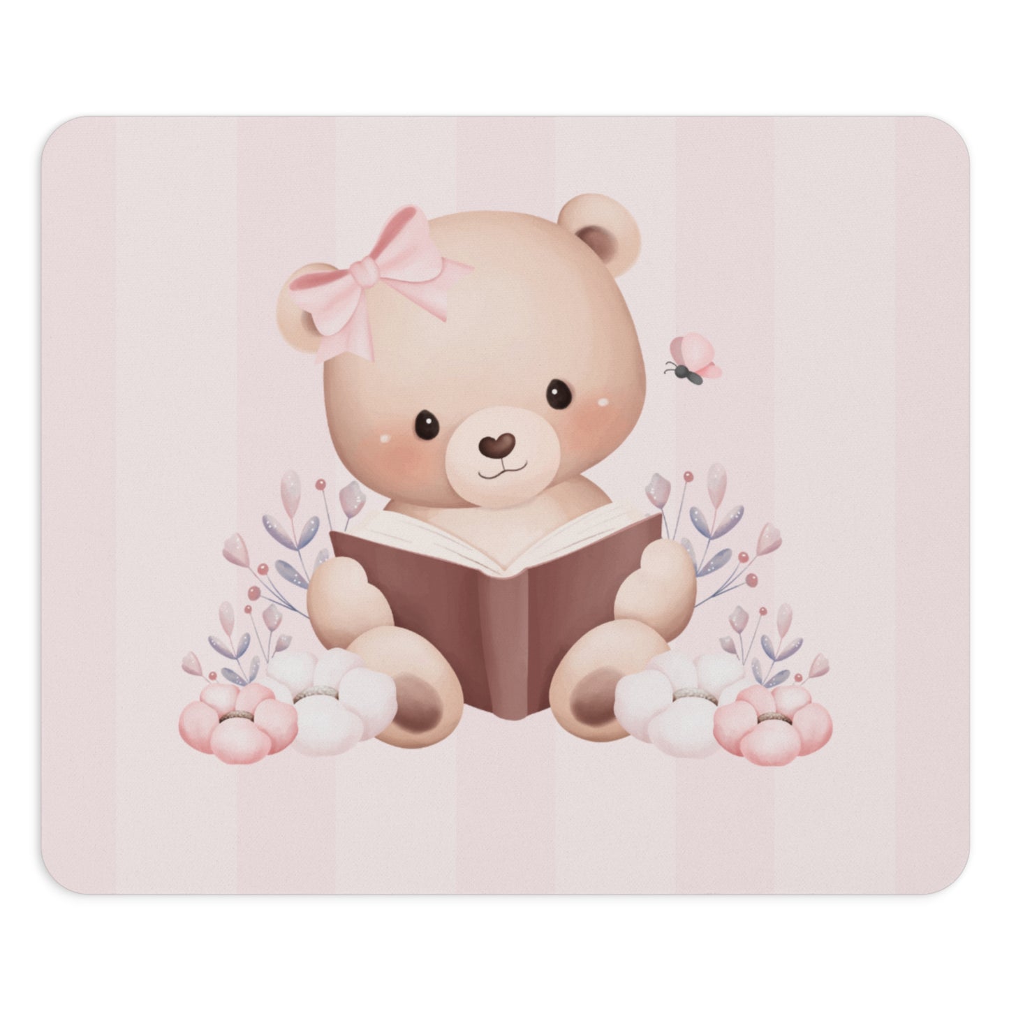 Cute Bear Reading Mouse Pad, Desk Accessory, Gift for Students, Home Office Decor, Personalized Mouse Pad
