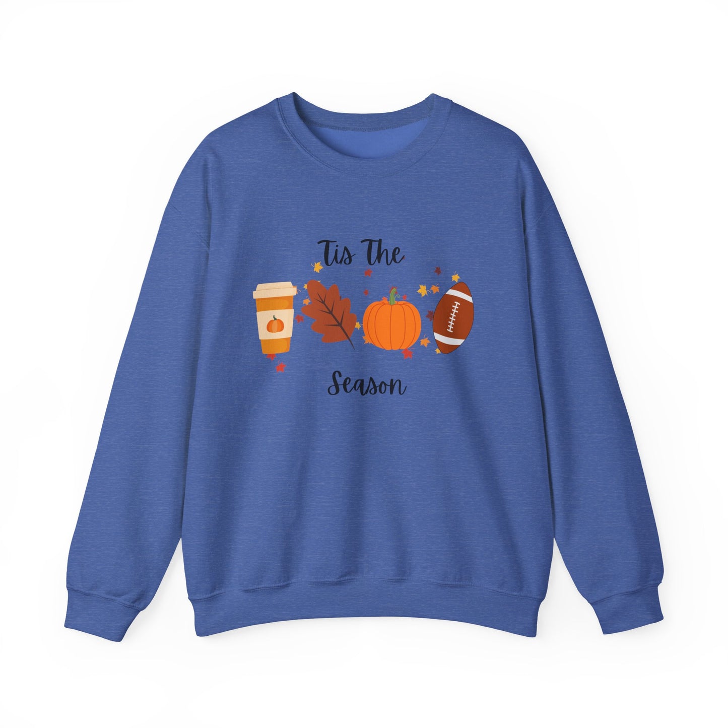 Tis The Season Fall-Themed Crewneck Sweatshirt, Cozy Autumn Apparel, Gift for Thanksgiving, Seasonal Wear, Cute Sweatshirt for Friends