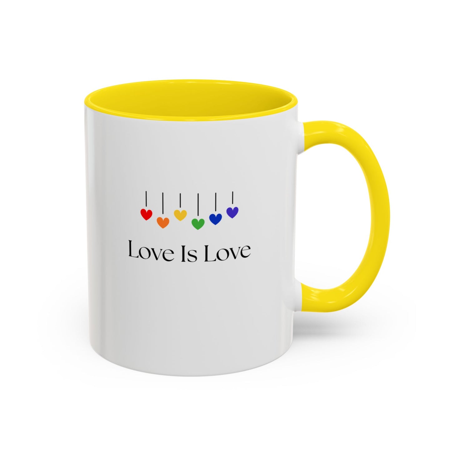 Colorful Love is Love Accent Coffee Mug - Celebrating Diversity & Acceptance, Perfect Gift for Pride