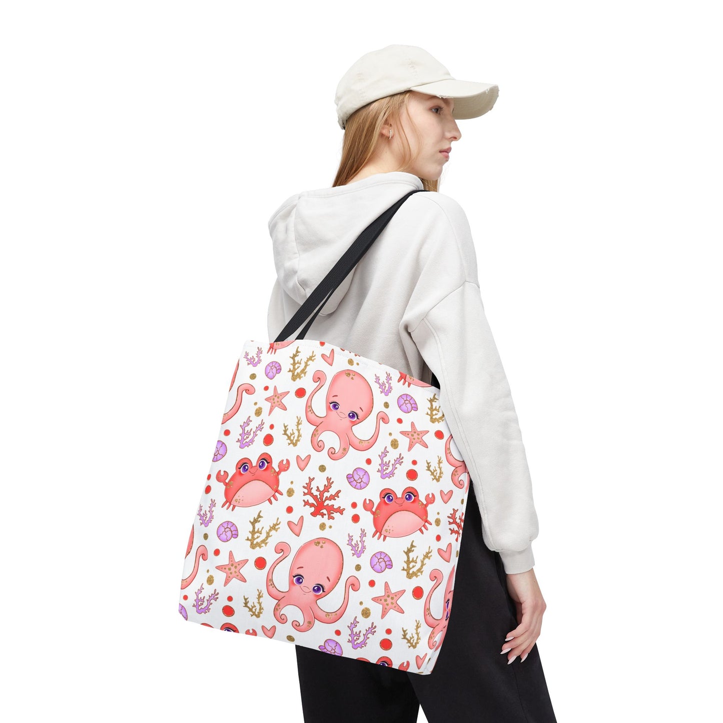 Ocean-Themed Tote Bag, Cute Octopus and Crab Design, Beach Bag, Eco-Friendly Shopping Tote, Perfect Gift for Sea Lovers