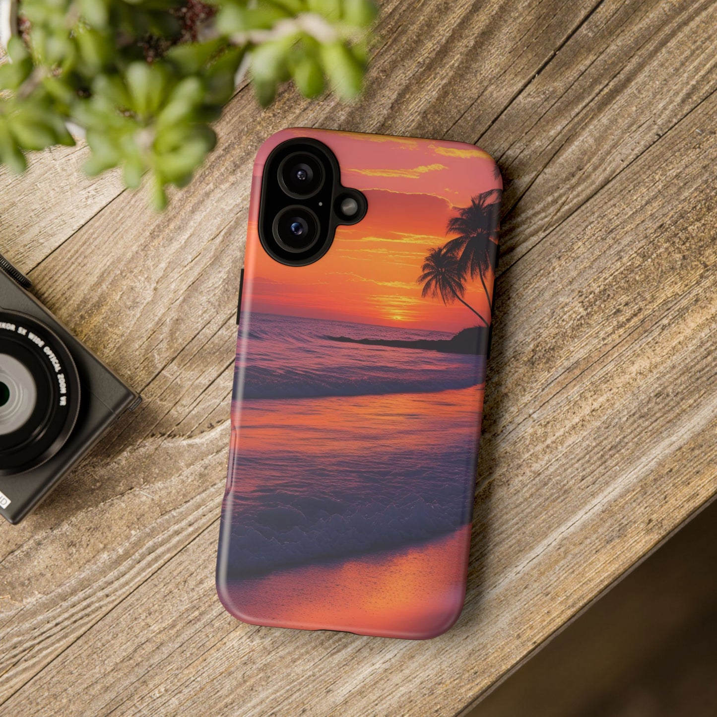 Palm Beach Sunset Design, Beach Lovers Gift, Relaxing Phone Cover, Tropical Hard Case, Protective Shell, Summer Vibes