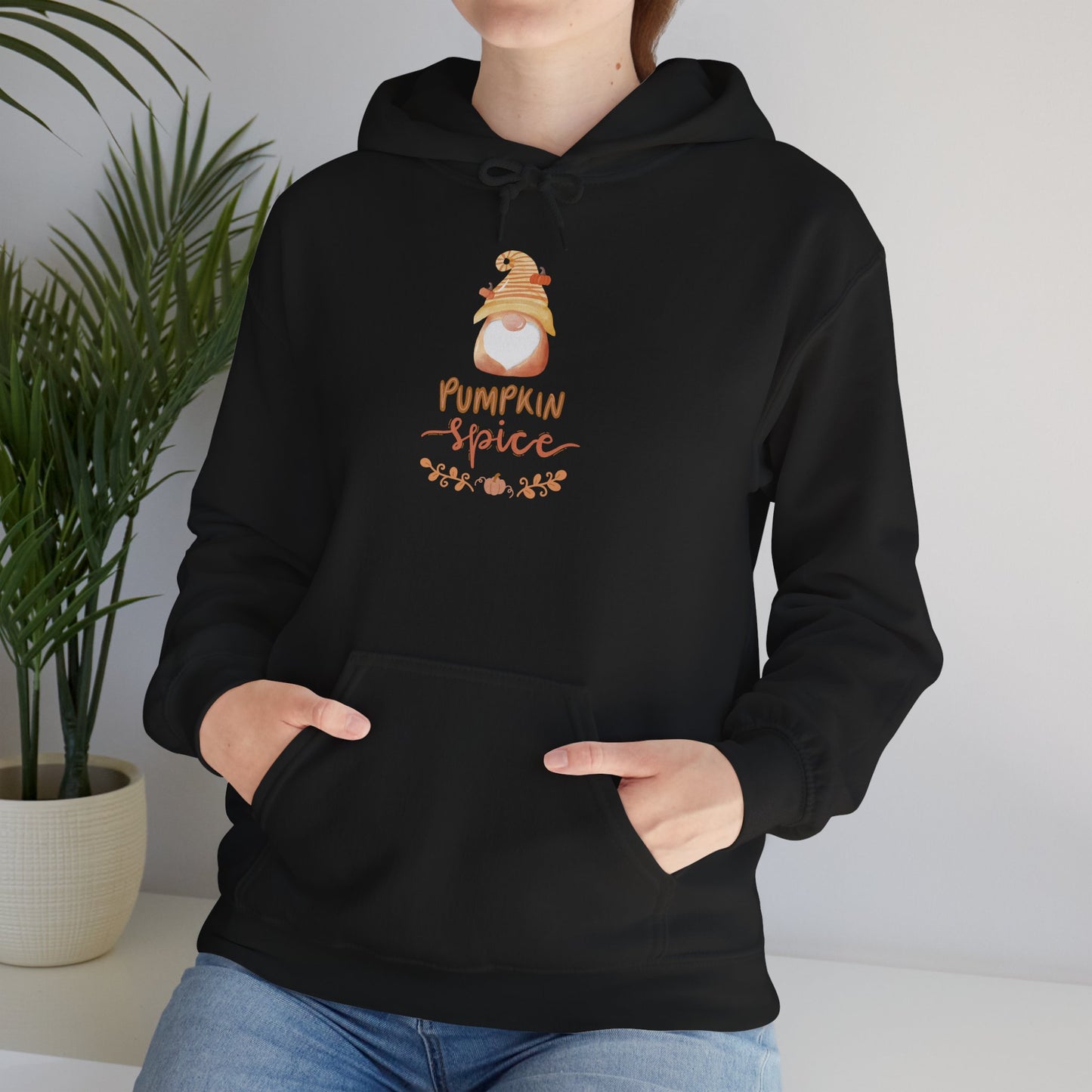 Pumpkin Spice Hoodie with Fall Gnome, Cozy Autumn Unisex Sweatshirt, Thanksgiving Hoodie, Cute Fall Gift Idea