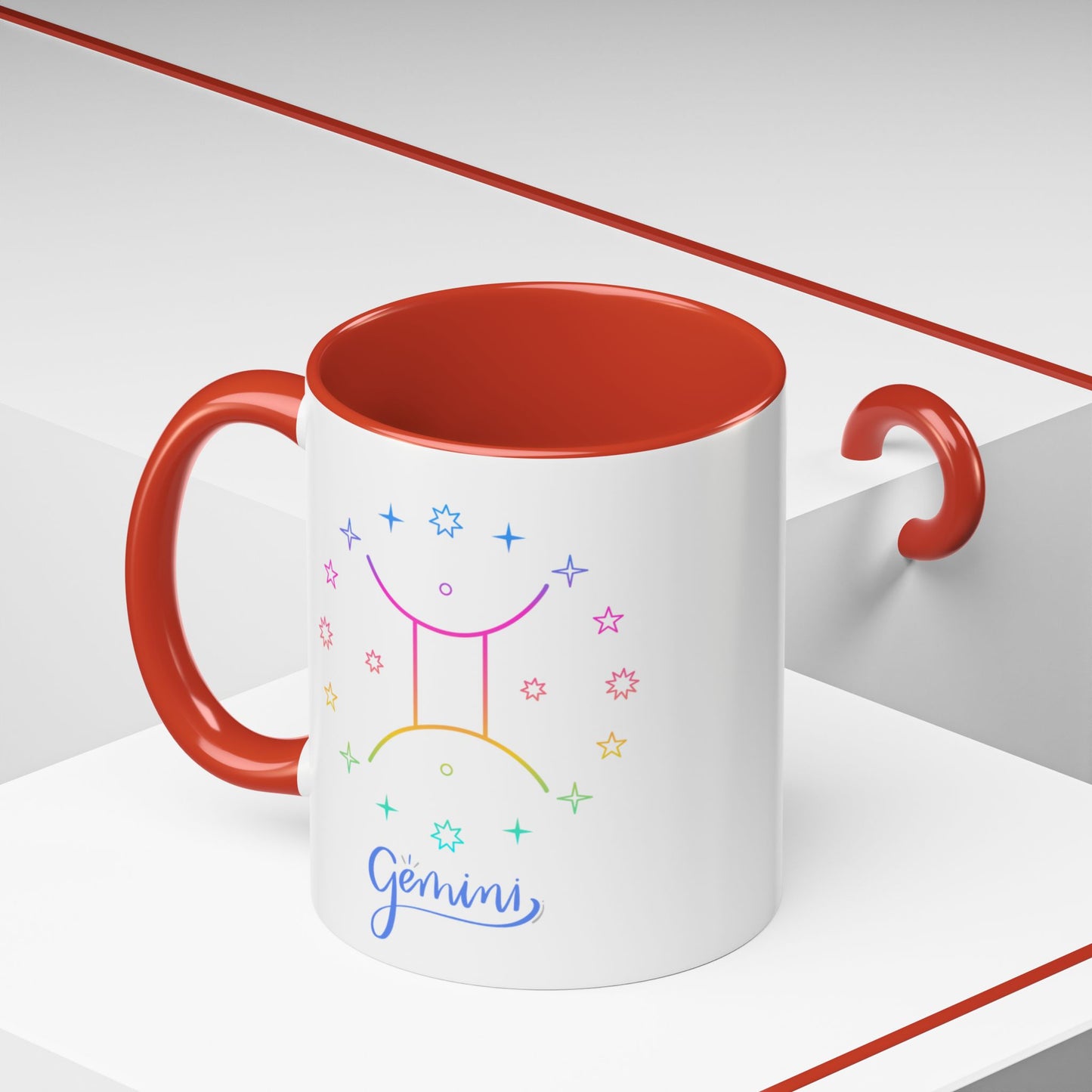 Gemini Starry Accent Coffee Mug - Colorful Horoscope Gift, Astrology Mug, Zodiac Lover Cup, Unique Birthday Present, Celestial Drinkware