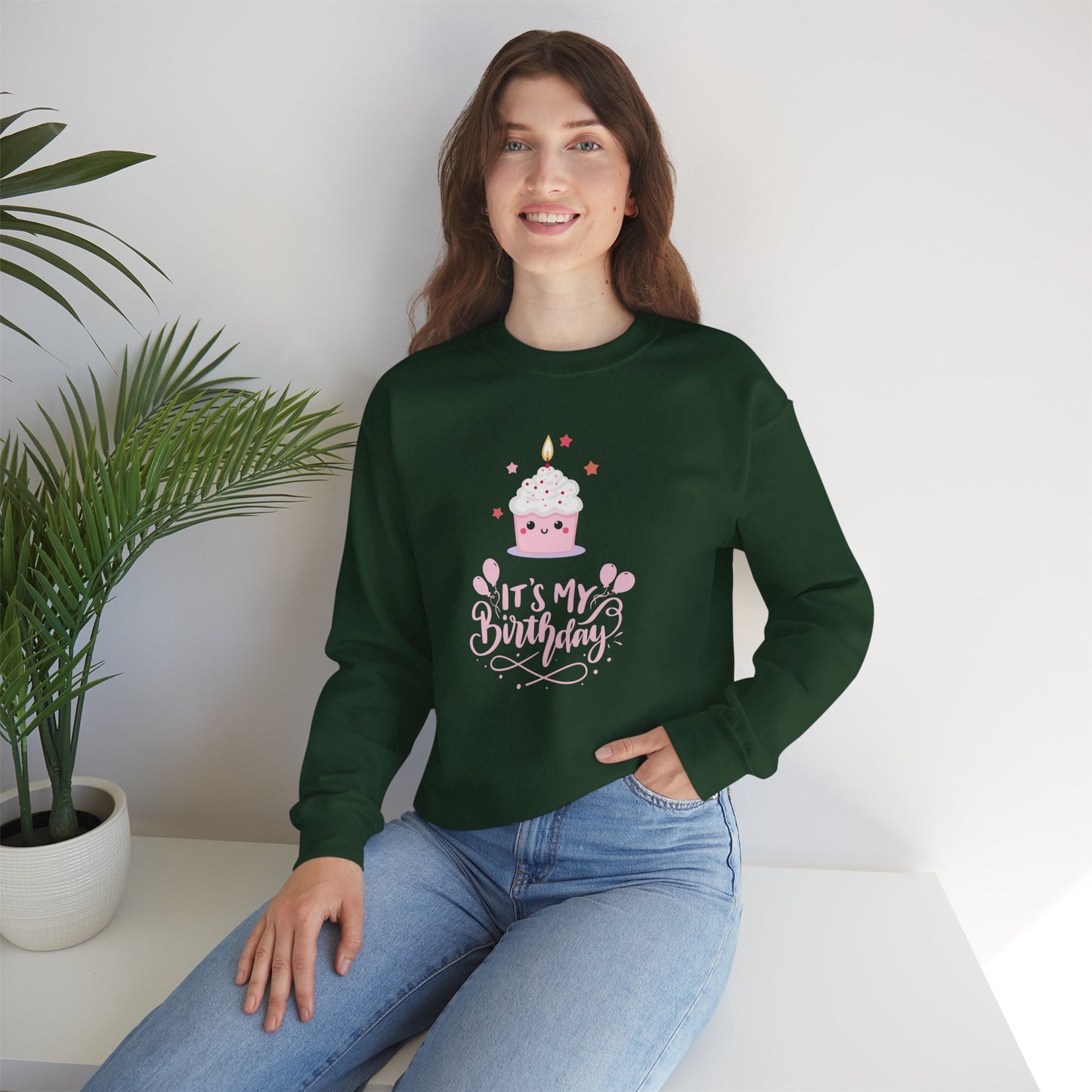 It's My Birthday Sweatshirt for Women, Pink Cupcake Graphic Tee, Cute Birthday Girl Outfit, Celebration T-Shirt, Party Gift Idea