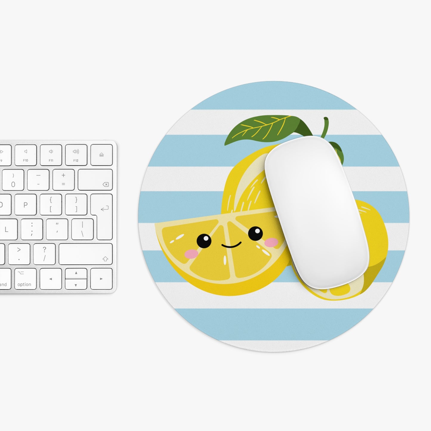 Striped Lemon Mouse Pad, Kawaii Desk Accessory, Office Gift, Fun Home Decor, Summer Vibes