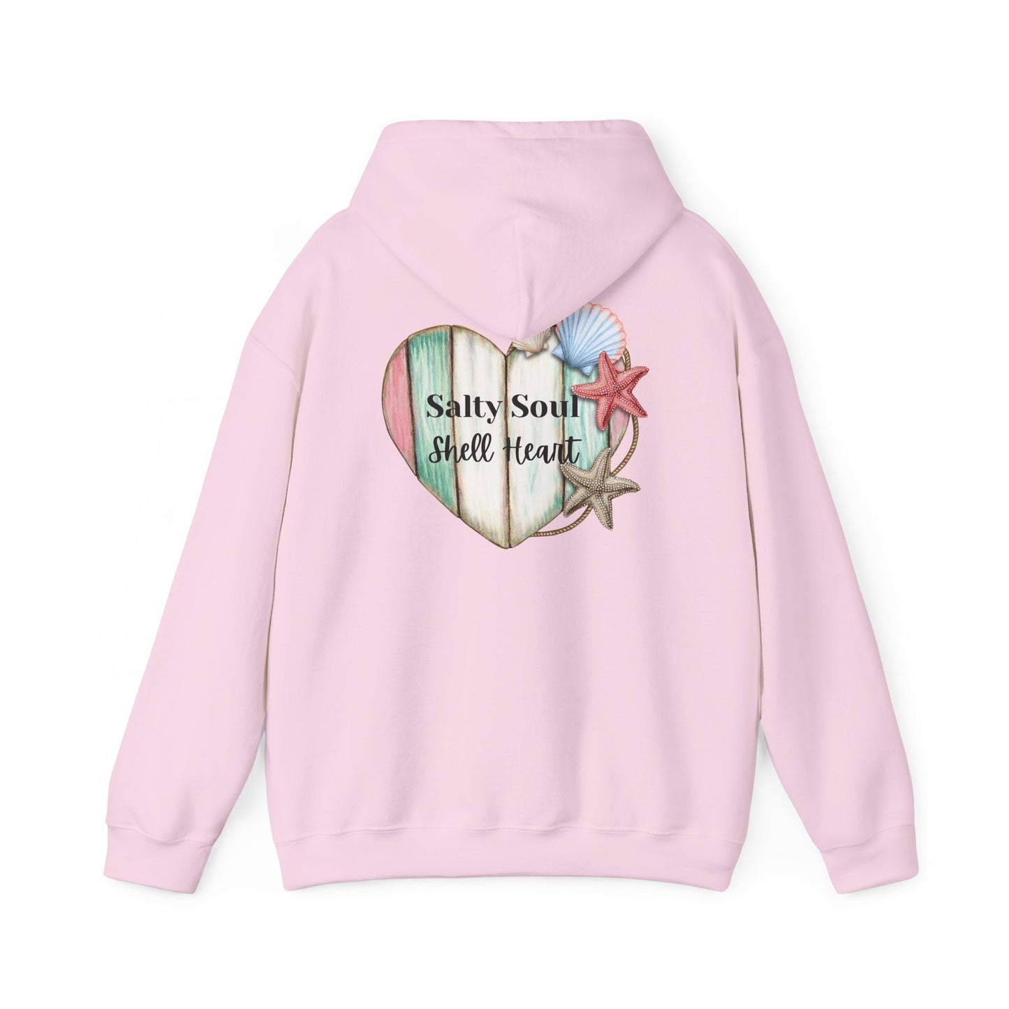 Salty Soul Shell Heart Hoodie, Beach Lover Coastal Sweatshirt for Ocean Vibes, Summer Vibes Gift