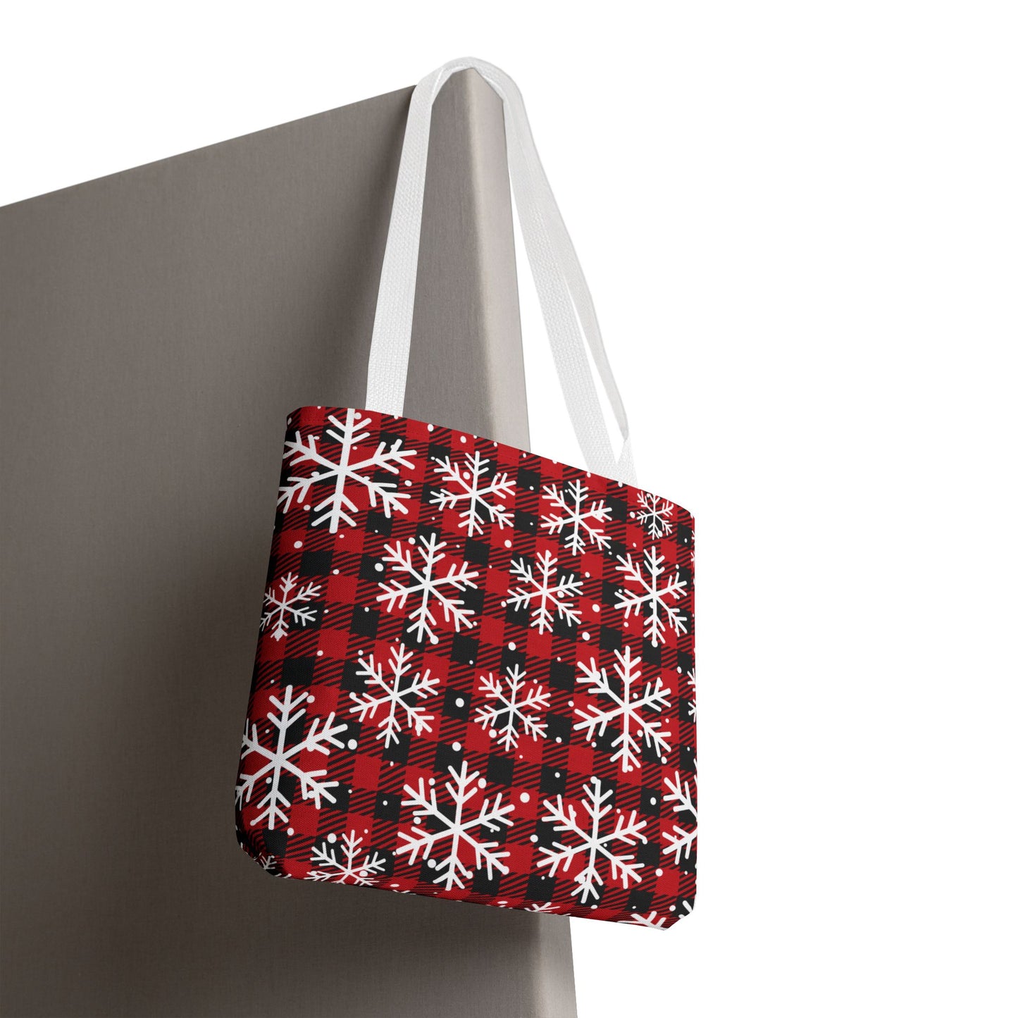 Red Buffalo Plaid Snowflake Tote Bag – Cozy Winter Accessory