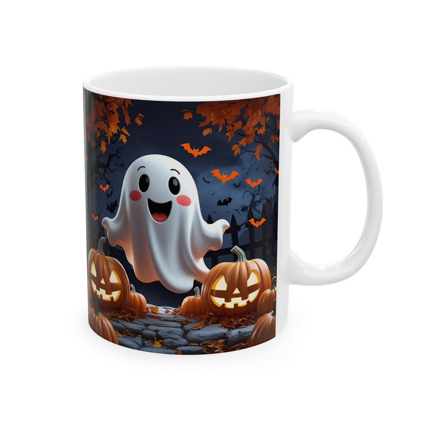 Ghostly Ceramic Mug, Halloween Spooky Pumpkins Gift, Cute Cartoon Cup, Tea Coffee Drinkware, Haunted Seasonal Decor, Scary Kitchen