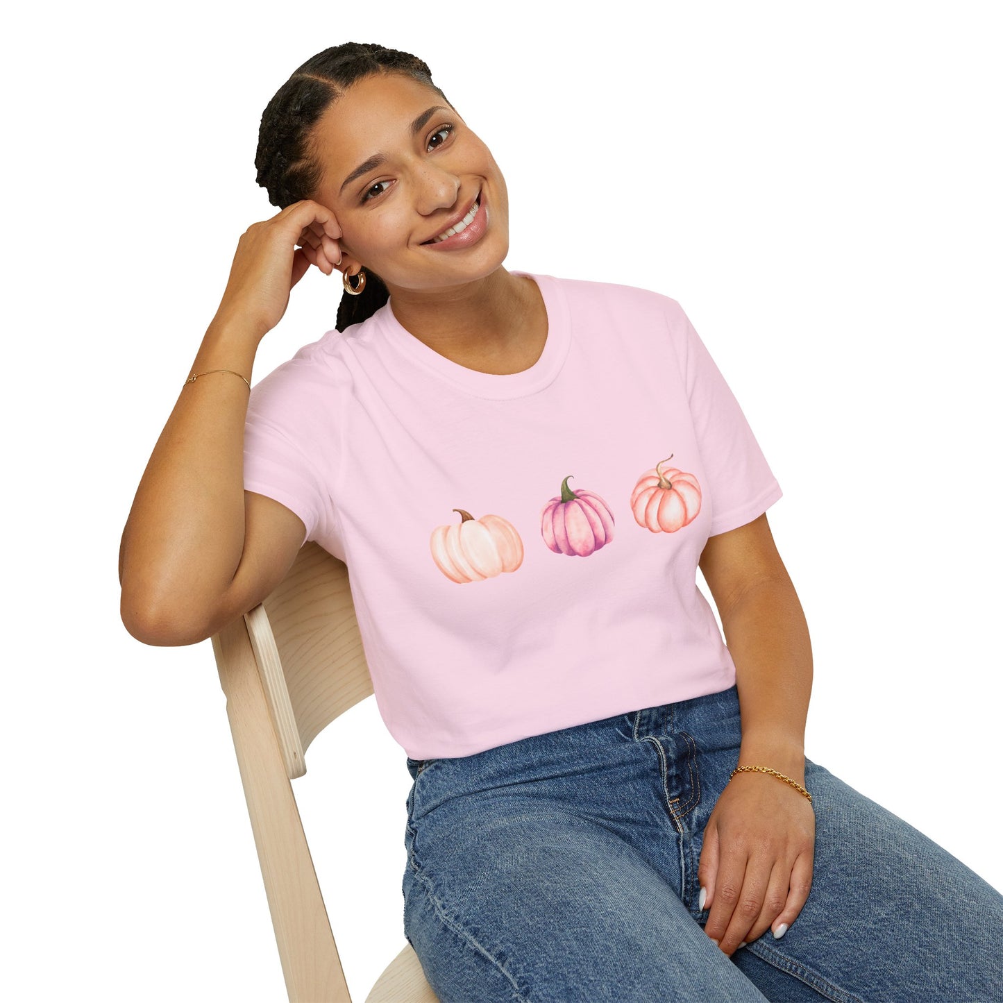 Pastel Pumpkin Softstyle T-Shirt, Fall Fashion, Halloween Tee, Cozy Autumn Shirt, Casual Wear, Cute Graphic Tee