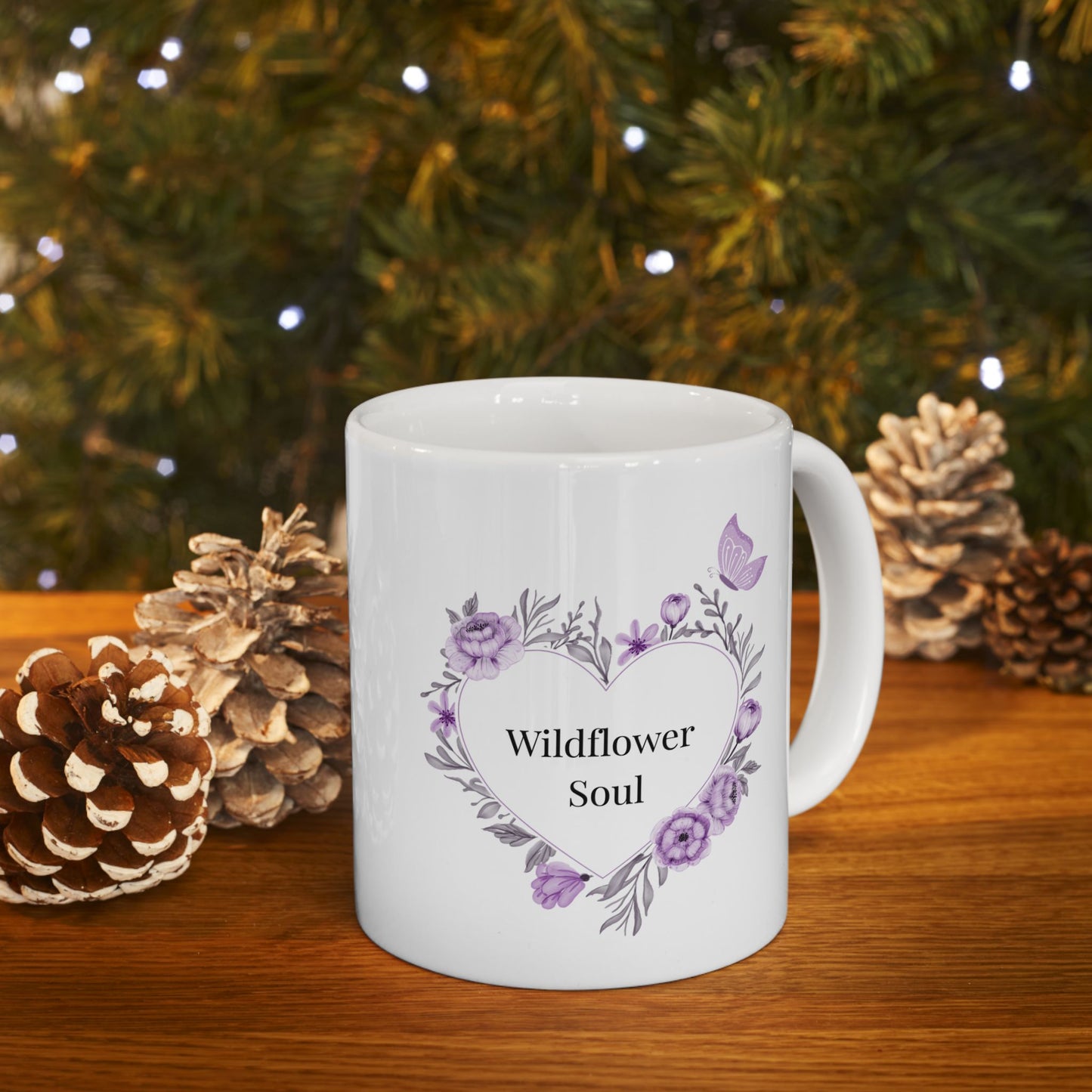 Wildflower Soul Floral Ceramic Mug Perfect for Friends, Gifts, Coffee Lovers, Home Decor, Birthdays, Lavender Vibes