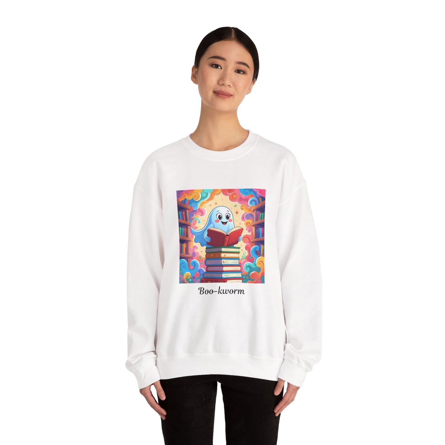 Boo-kworm Sweatshirt, Cute Animal Crewneck, Cozy Gift for Book Lovers, Perfect for Reading Nights, Unique Library Apparel