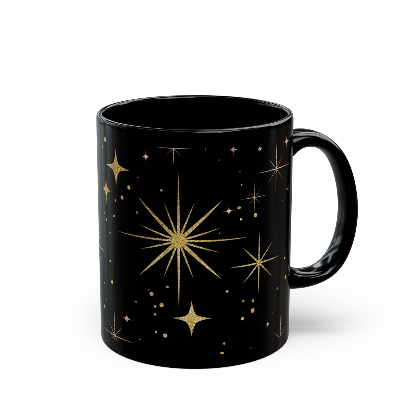 Celestial Black Coffee Mug, Starry Night Sky Print, Cosmic Black Mug for Tea & Coffee Lovers, Gift for Stargazers and Dreamers