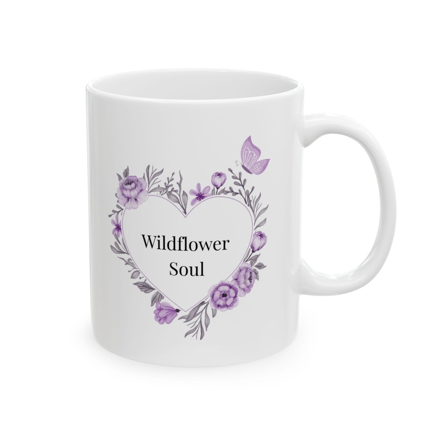 Wildflower Soul Floral Ceramic Mug Perfect for Friends, Gifts, Coffee Lovers, Home Decor, Birthdays, Lavender Vibes