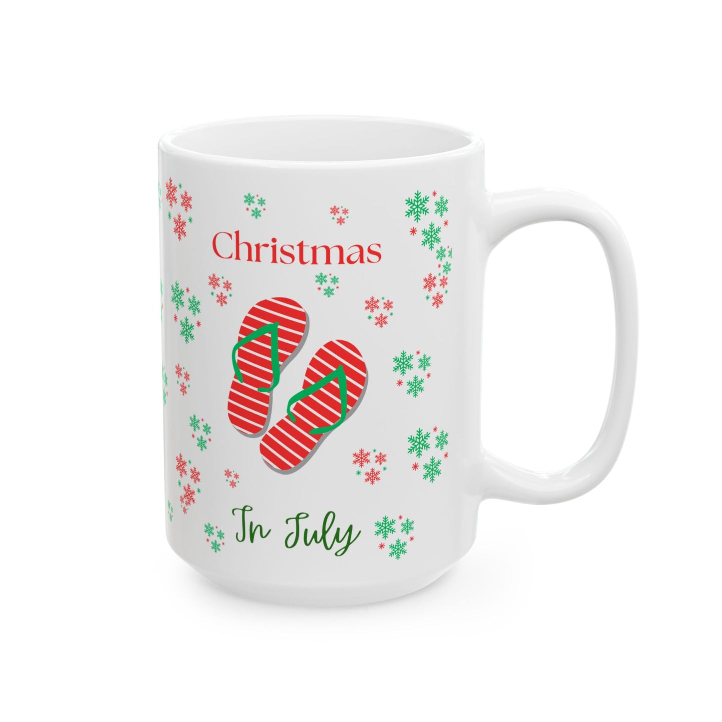 Christmas In July Holiday Ceramic Mug | Christmas Coffee Cup, Gift for Her, Christmas Flip Flops