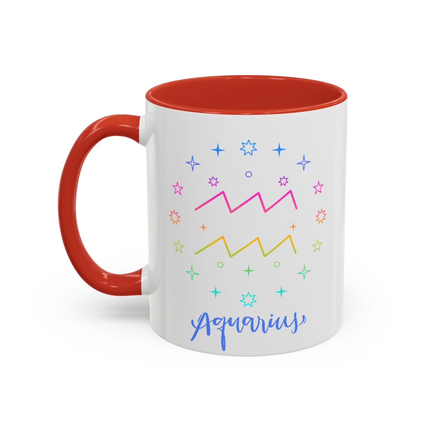 Aquarius Accent Coffee Mug - Colorful Zodiac Mug, Astrology Gift, Horoscope Coffee Cup, Birthday Present, Personalized Mug