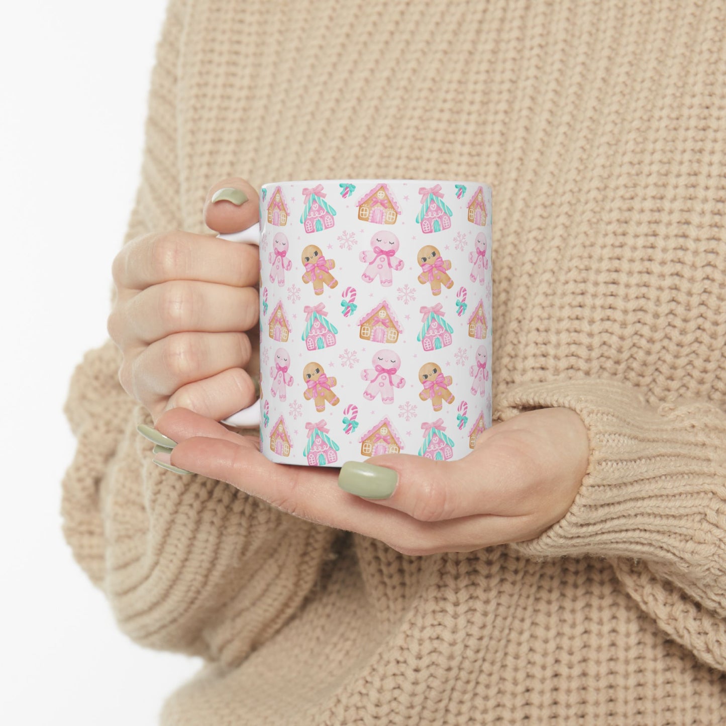 Gingerbread Ceramic Mug, Cute Holiday Drinkware, Perfect for Christmas Gifts, Cozy Winter Vibes, Seasonal Kitchen Decor