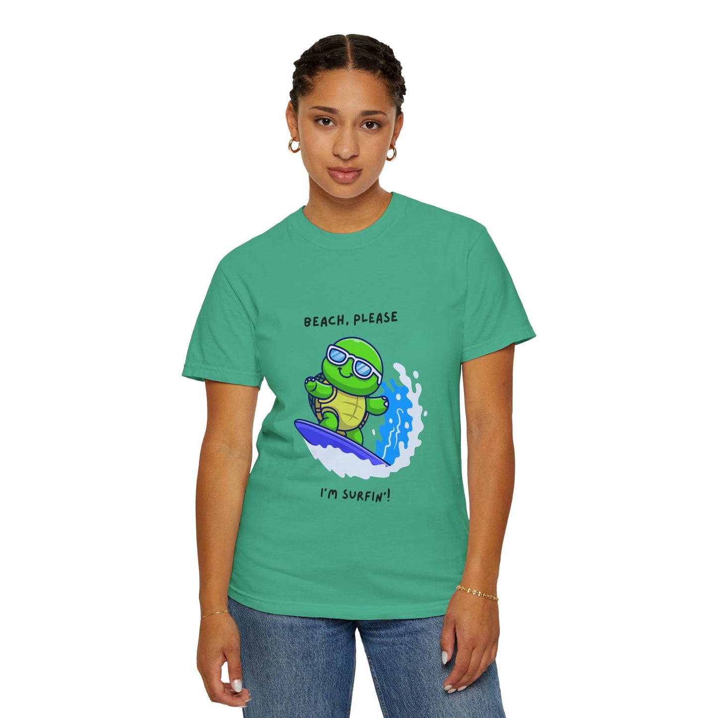 Surfing Turtle T-Shirt, Beach Vibes Tee, Unisex Summer Shirt, Casual Gift for Beach Lovers, Vacation Apparel, Funny Surf Shirt