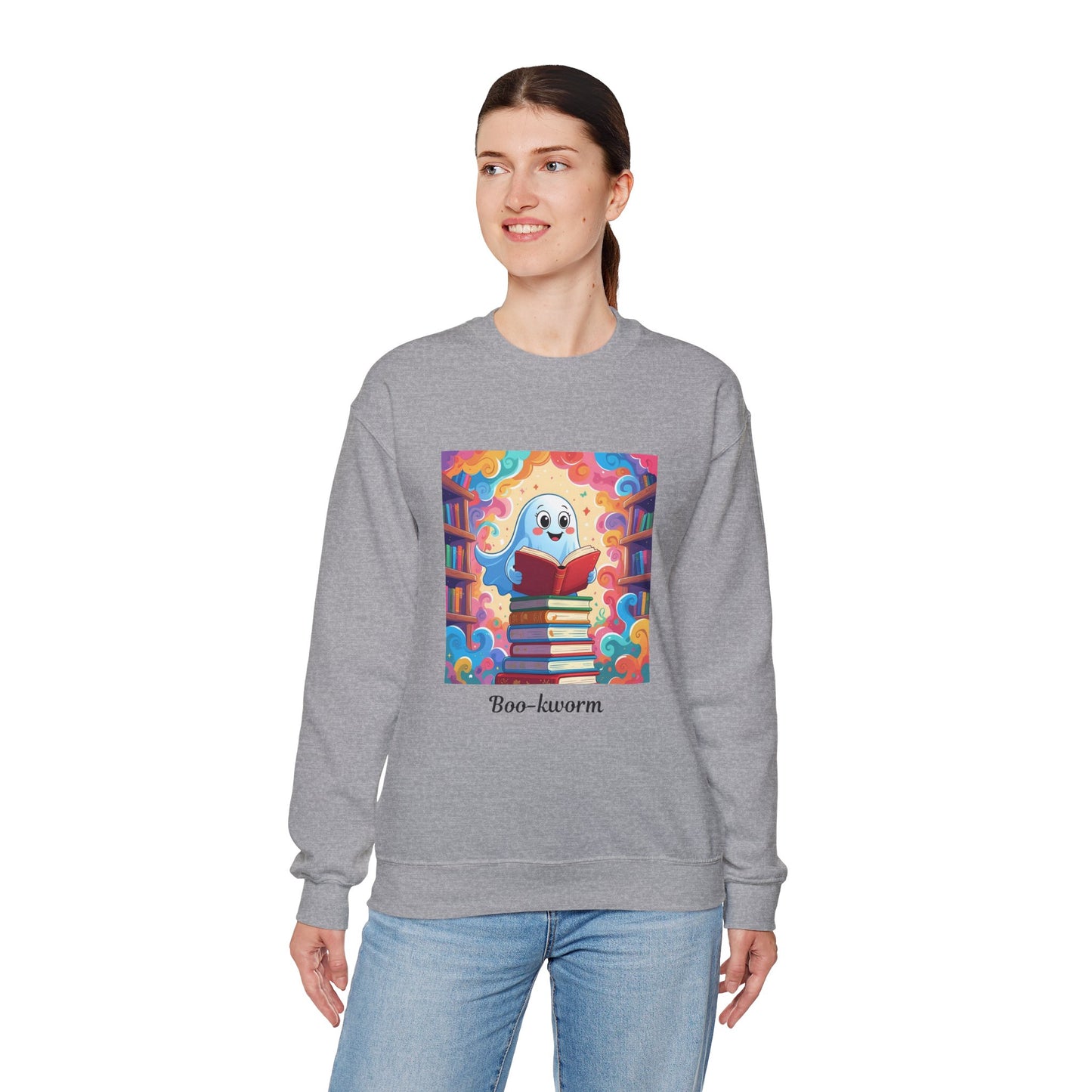 Boo-kworm Sweatshirt, Cute Animal Crewneck, Cozy Gift for Book Lovers, Perfect for Reading Nights, Unique Library Apparel