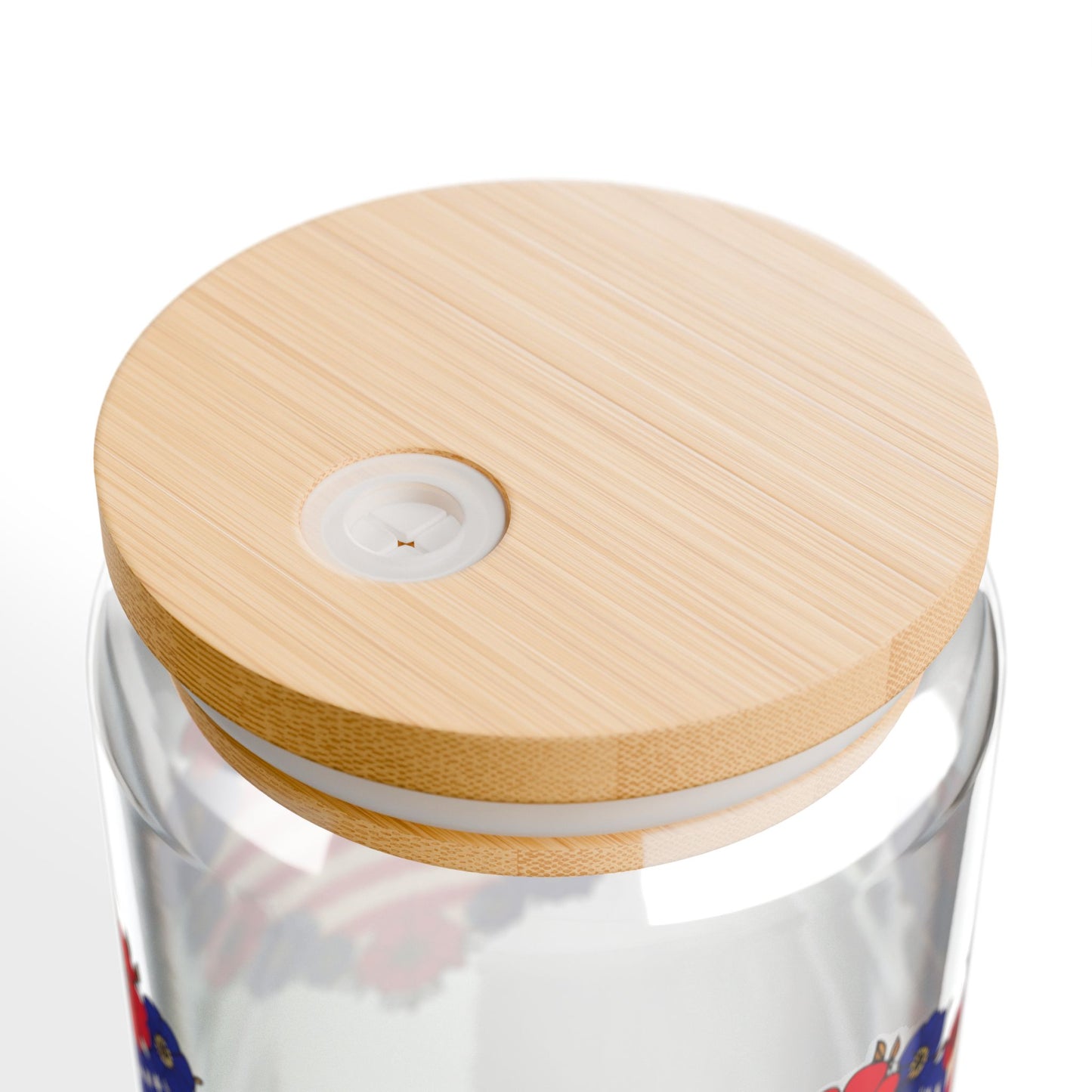Patriotic Floral Heart Sipper Glass, 16oz - USA Heart Design, Floral Water Bottle, Summer Drinkware, Eco-Friendly Tumblers