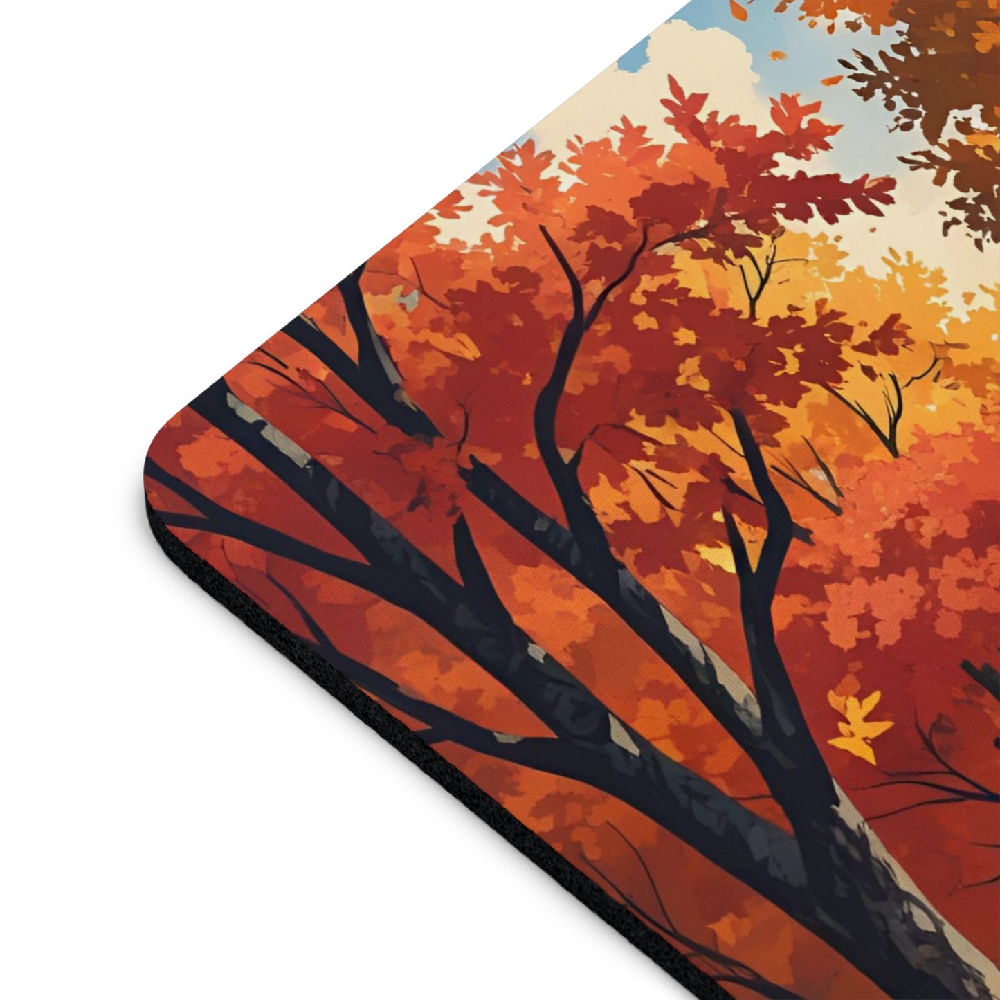 Fall Tree Road Mouse Pad, Autumn Scenic Desk Mat, Cozy Seasonal Office Decor, Gift for Nature and Fall Lovers