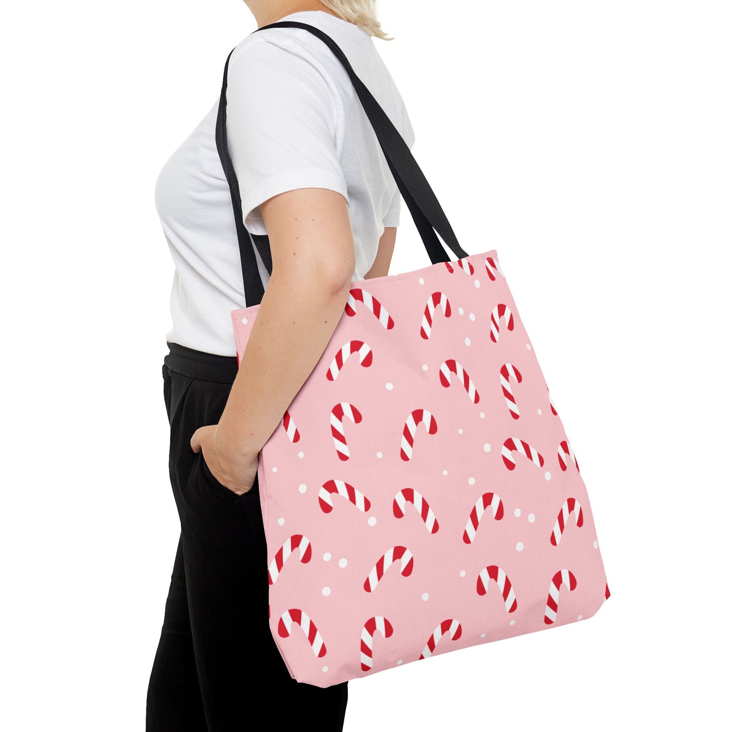 Candy Cane Christmas Tote Bag β Pink Holiday Reusable Shopper π