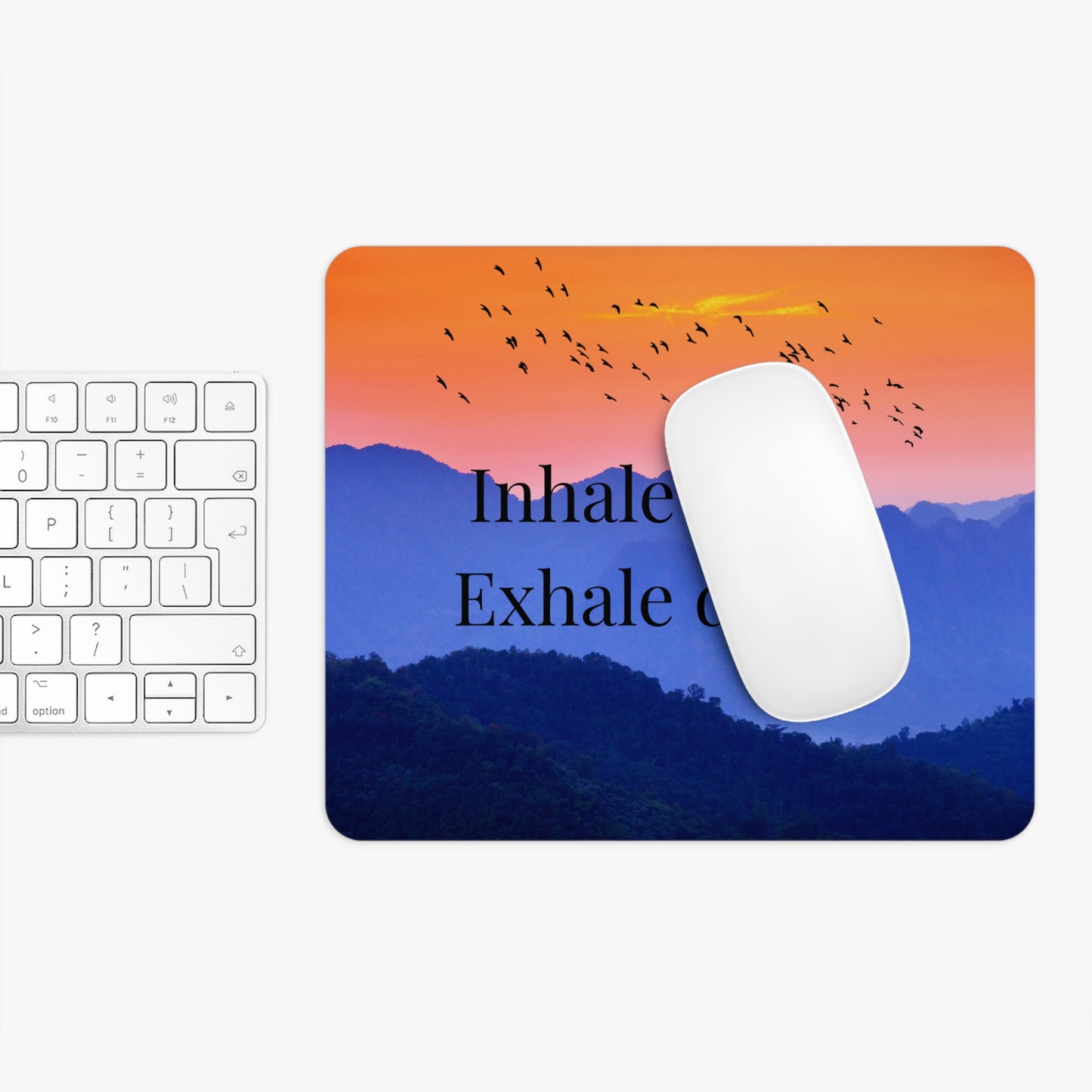 Inspirational Mouse Pad | Inhale Calm Exhale Doubt | Relaxation Gift for Office | Motivational Desk Decor | Nature Lovers