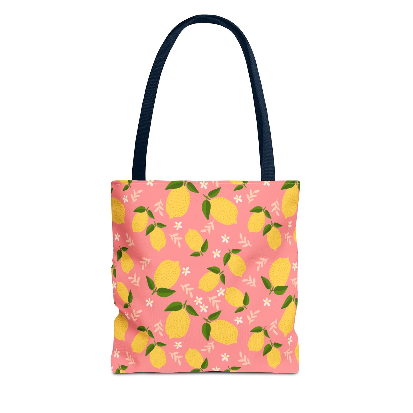 Pink Lemon Print AOP Tote Bag, Eco-Friendly Shopping Bag, Summer Style, Beach Tote, Gift for Her, Floral Shopping Bag
