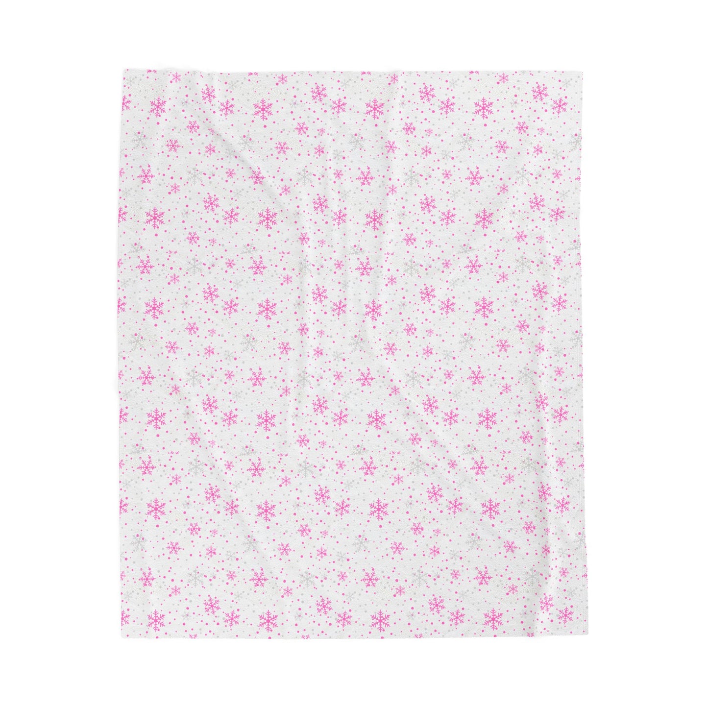 Pink & Silver Snowflake Velveteen Plush Blanket – Cozy Winter Decor & Gift