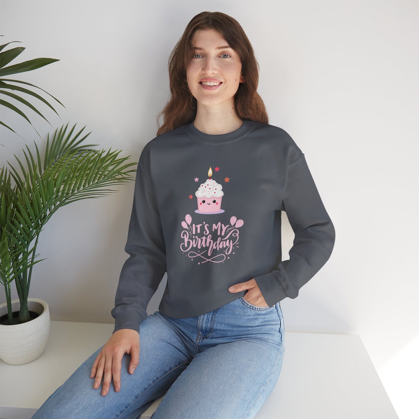 It's My Birthday Sweatshirt for Women, Pink Cupcake Graphic Tee, Cute Birthday Girl Outfit, Celebration T-Shirt, Party Gift Idea