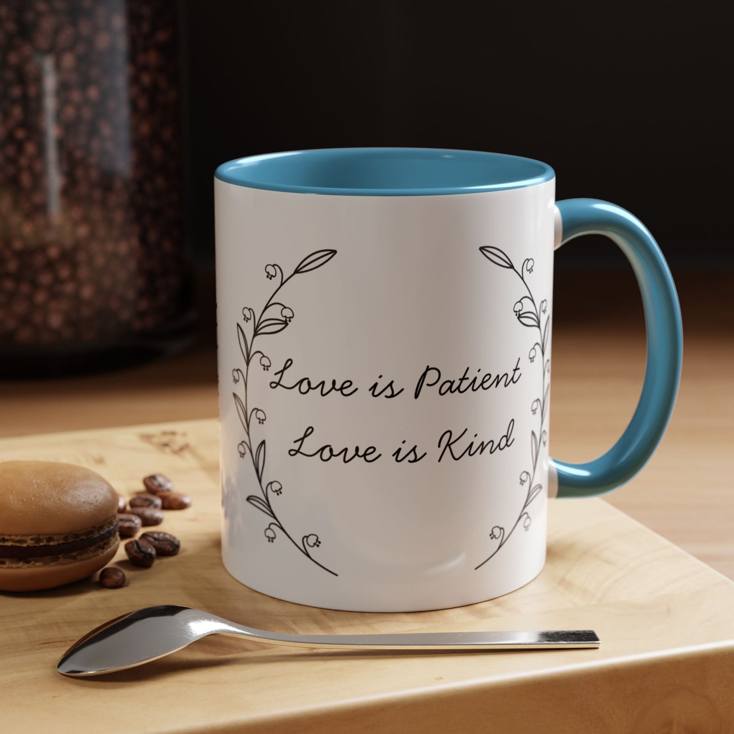 Love is Patient Accent Coffee Mug - Inspirational Drinkware, Gift for Coffee Lovers, Motivational Mug for Home & Office