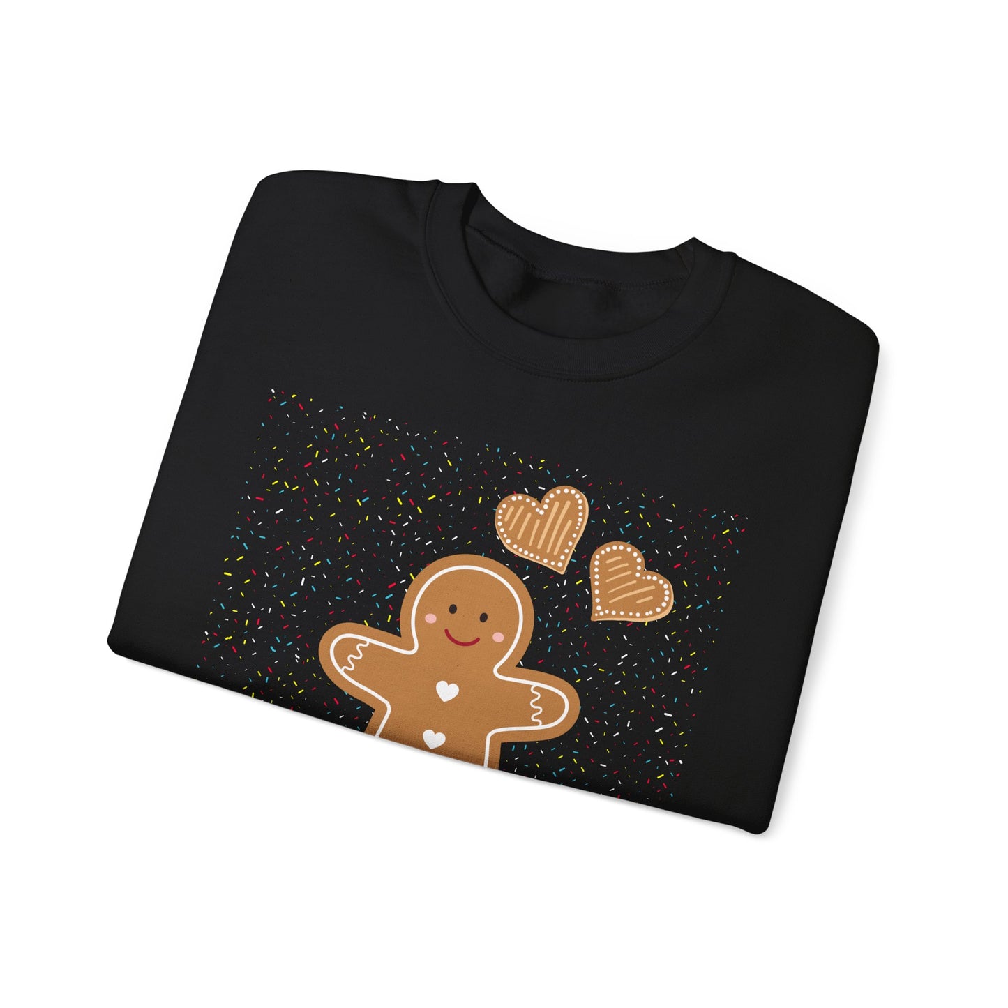 Gingerbread Heart Sweatshirt for Cozy Holidays, Unisex Crewneck Pullover, Christmas Gift, Festive Apparel, Winter Fashion