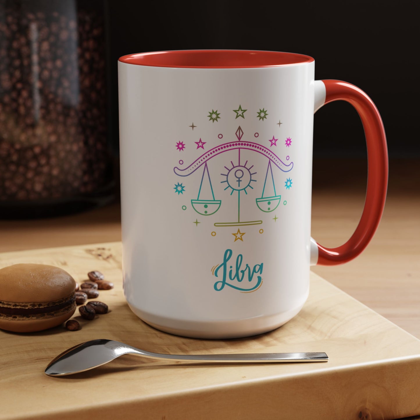 Libra Zodiac Accent Coffee Mug - Colorful Astrology Cup, Astrology Gift, Horoscope Mug, Personalized Coffee Cup, Birthday Gift