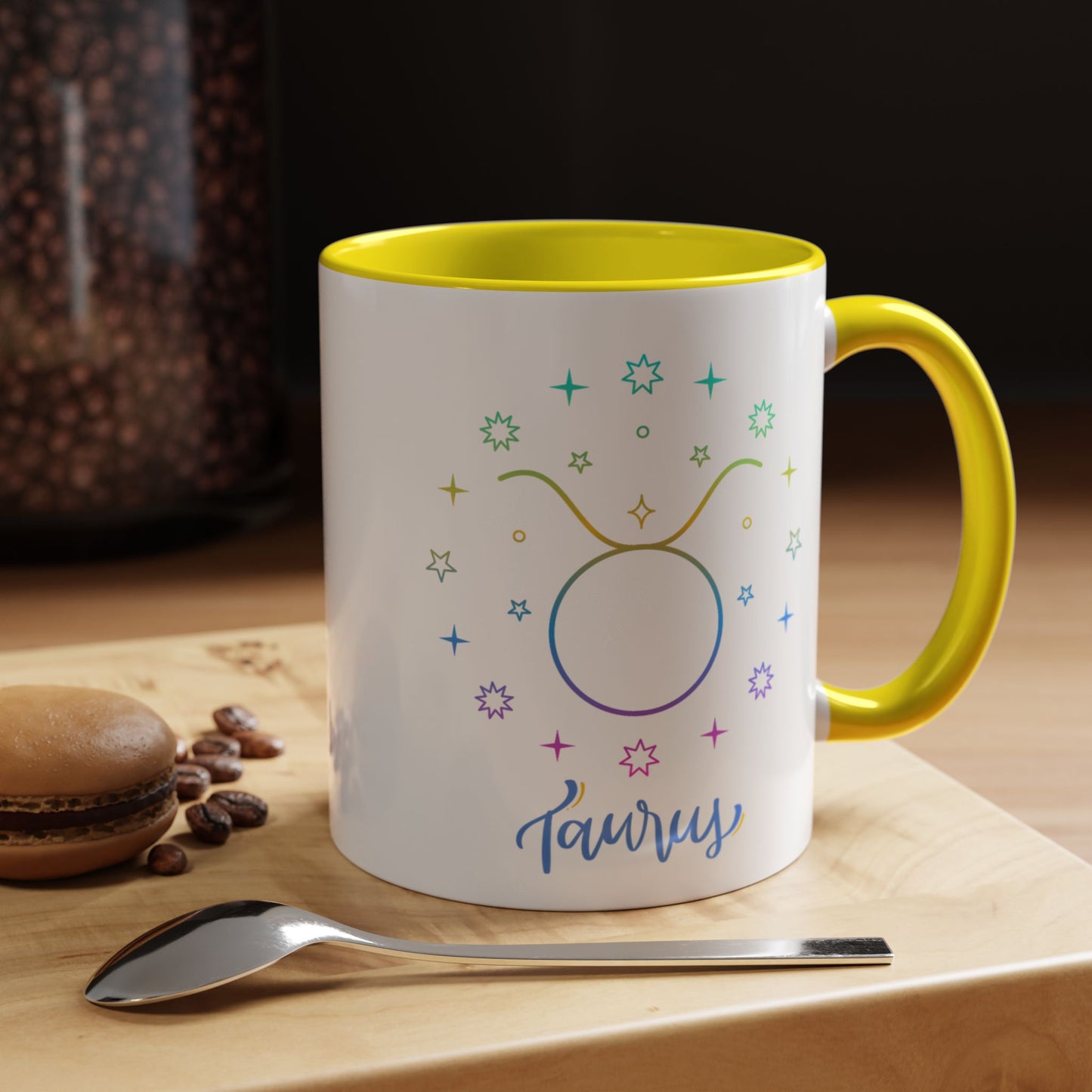 Colorful Taurus Accent Coffee Mug | Zodiac Gift for Astrology Lovers, Unique Personalized Birthday Mug, Paper Gift