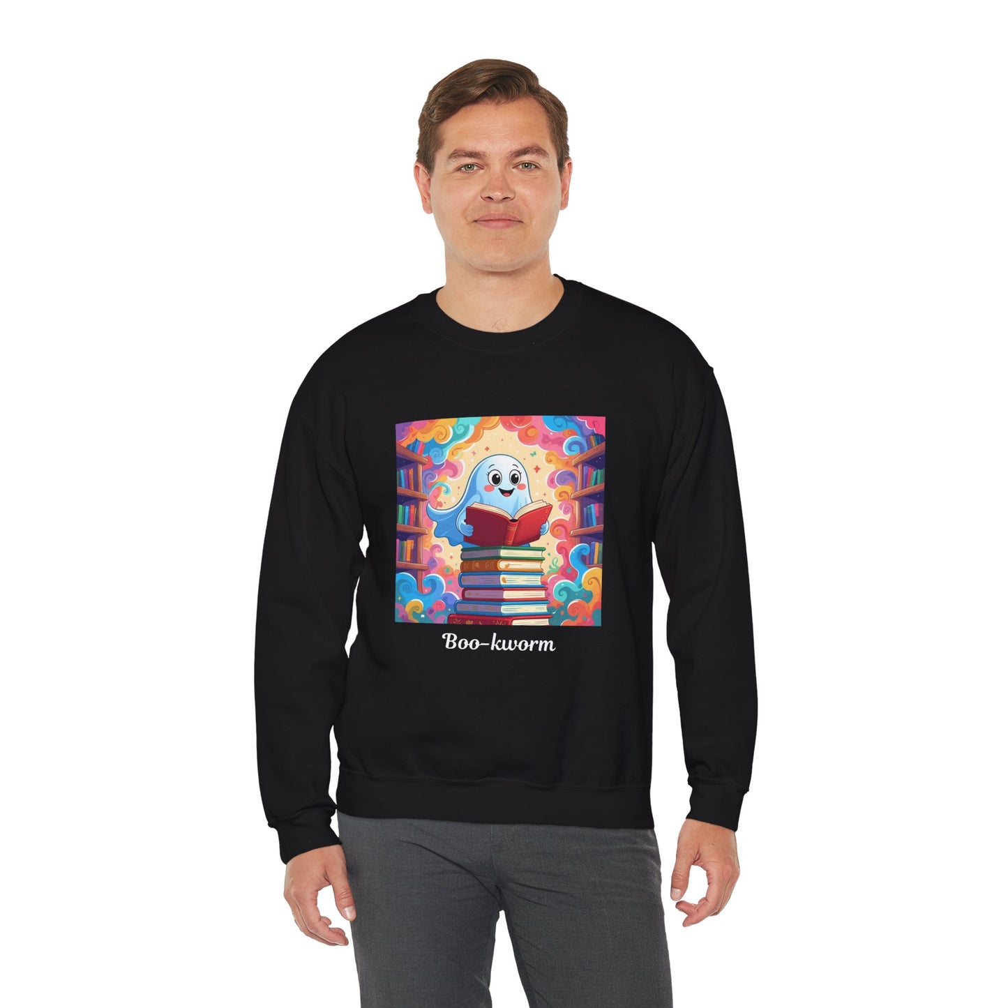 Boo-kworm Sweatshirt, Cute Animal Crewneck, Cozy Gift for Book Lovers, Perfect for Reading Nights, Unique Library Apparel