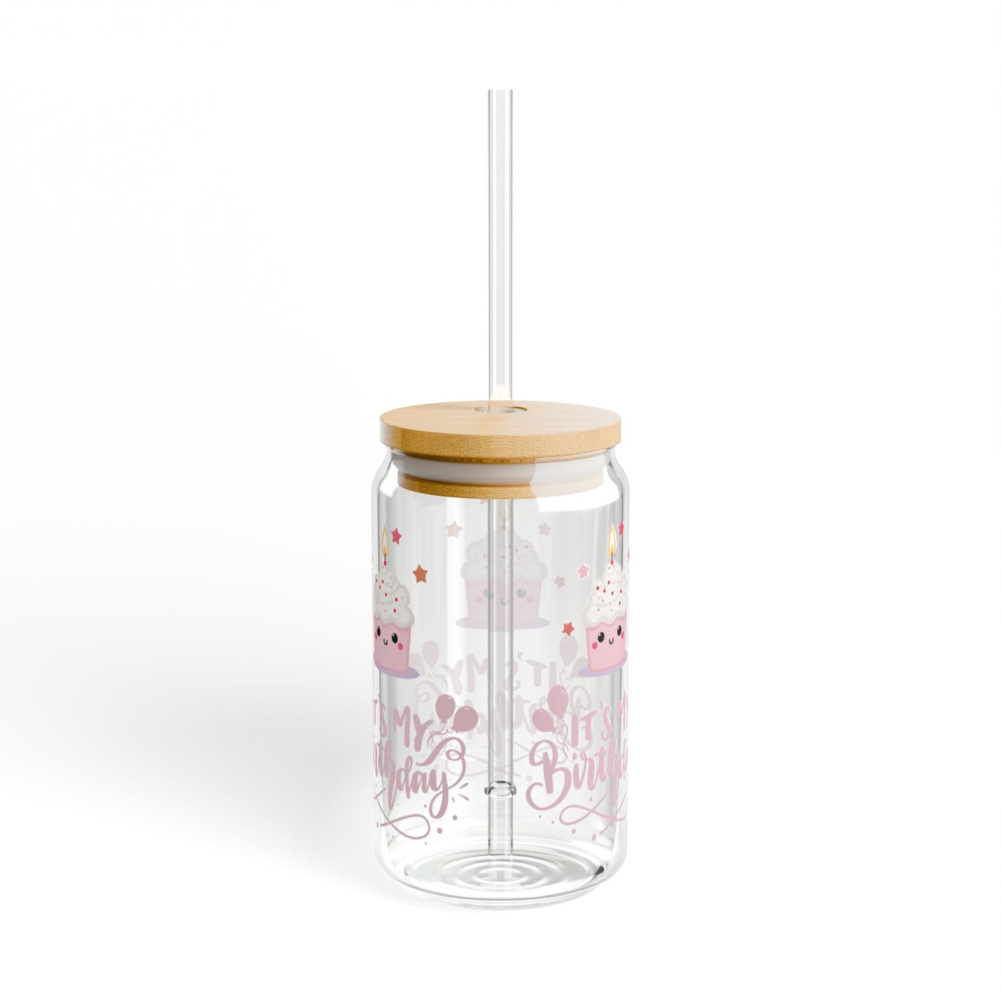 Pink Cupcake It's My Birthday Sipper Glass, Perfect for Parties, Fun Gift for Friends, Kids, Celebrations
