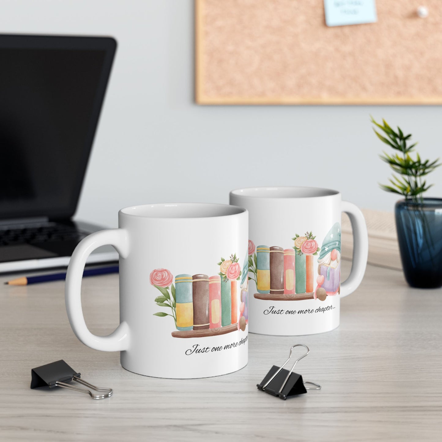 Whimsical Gnome Book Lover's Ceramic Mug, Perfect Gift for Readers, Cozy Vibes, Home Office Decor, Birthday, Book Club