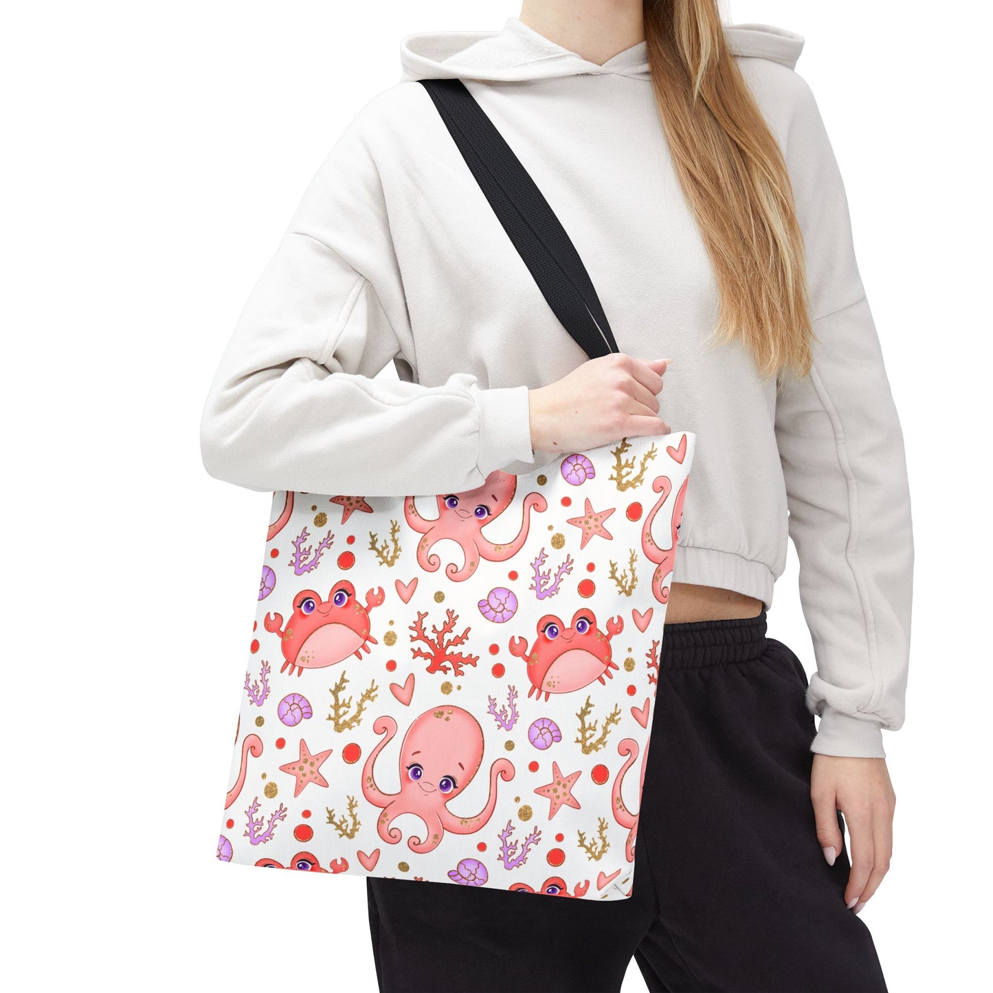 Ocean-Themed Tote Bag, Cute Octopus and Crab Design, Beach Bag, Eco-Friendly Shopping Tote, Perfect Gift for Sea Lovers