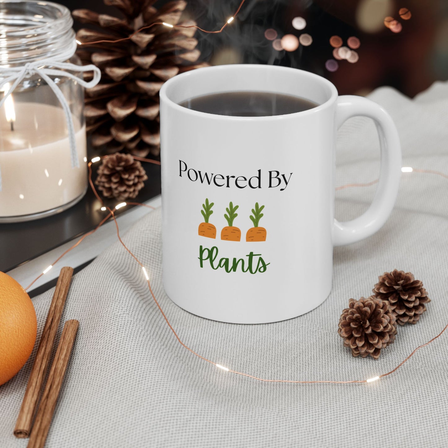 Power by Plants Ceramic Mug - Unique Veggie Lover Gift for Home, Coffee, Tea, Kitchen, Eco-Friendly, Gardening