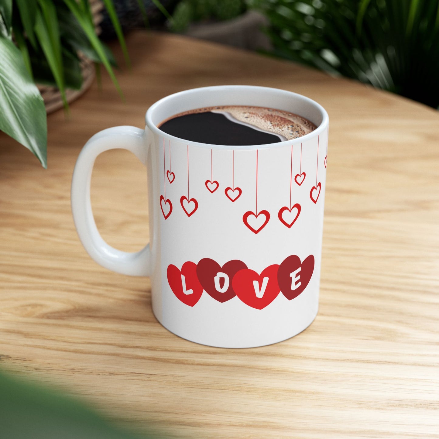 Valentine's Day Ceramic Mug, Love Hearts Gift for Partner, 11oz 15oz Coffee Cup, Romantic Tea Mug, Anniversary Gift for Him Her, Valentine's
