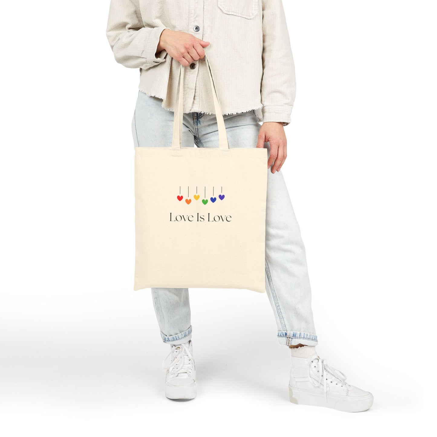 Love Is Love Canvas Tote Bag, Eco-Friendly Shopping Bag, Reusable Grocery Bag, Pride Gift, Everyday Carryall