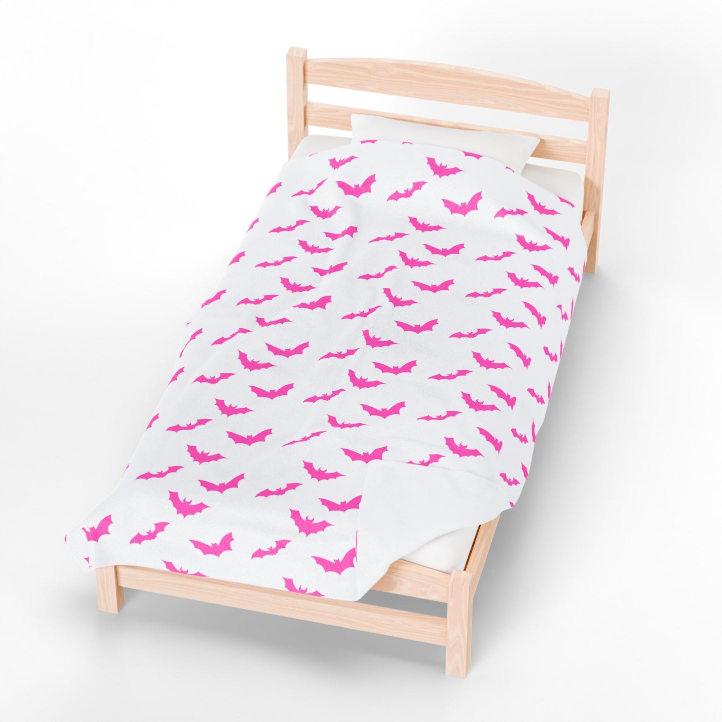 Pink Bat Blanket, White Plush Throw Blanket, Cute Halloween Blanket, Cozy Soft Bat Decor Gift