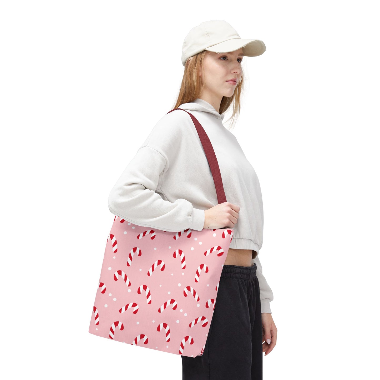Candy Cane Christmas Tote Bag β Pink Holiday Reusable Shopper π