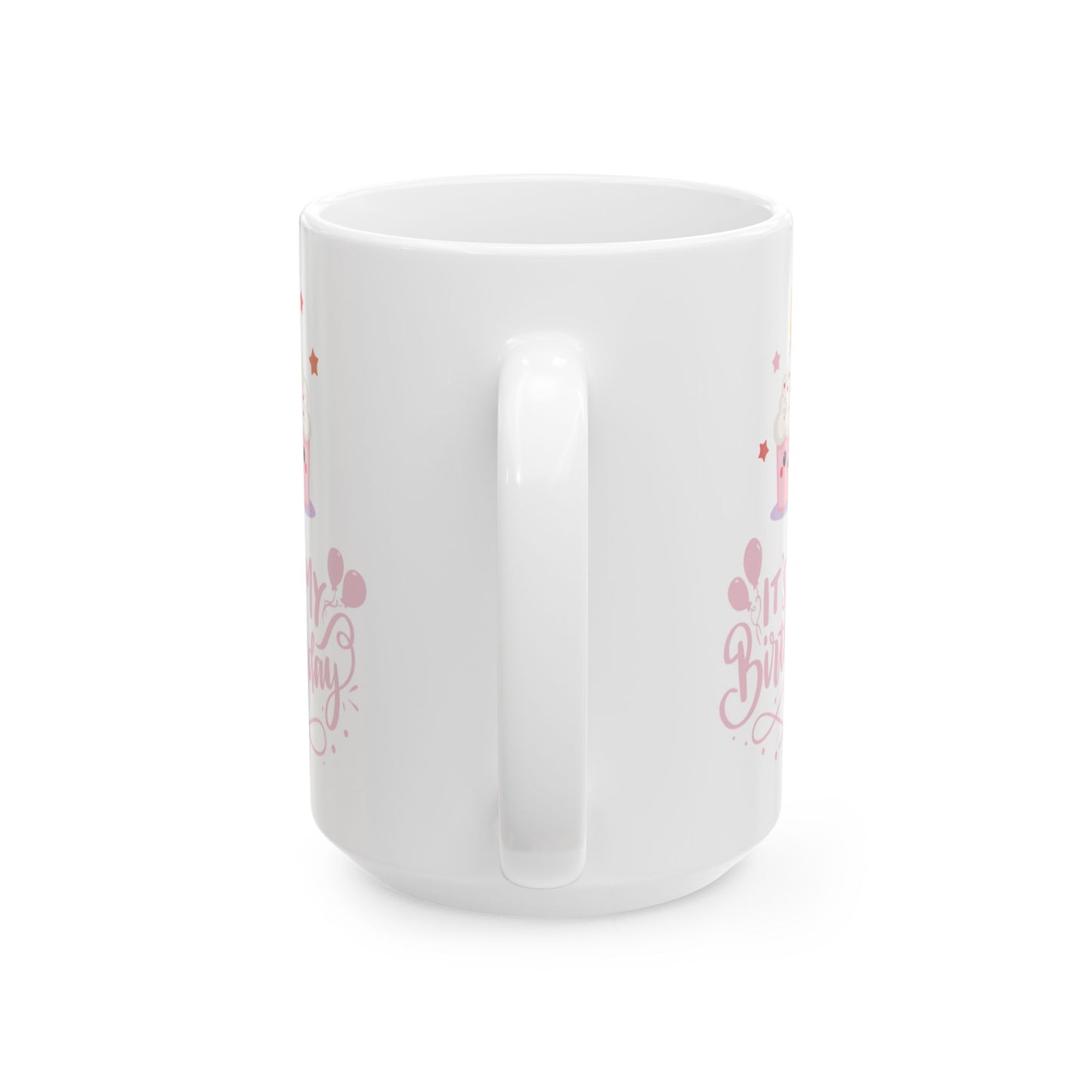 Cute Pink Birthday Mug with Cupcake Design, Perfect Gift for Birthdays, Celebrations, and Parties, Ceramic Coffee Mug
