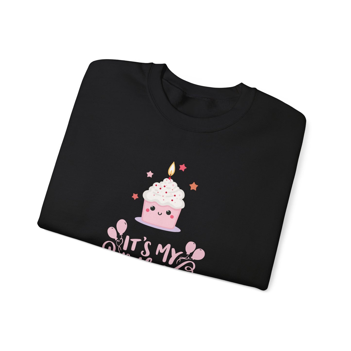It's My Birthday Sweatshirt for Women, Pink Cupcake Graphic Tee, Cute Birthday Girl Outfit, Celebration T-Shirt, Party Gift Idea