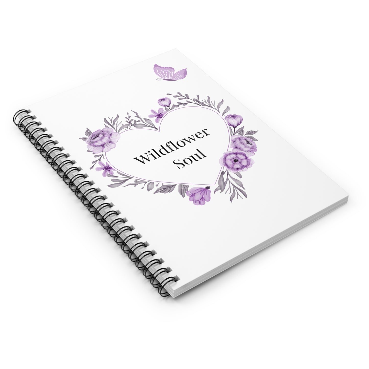 Wildflower Soul Spiral Notebook | Inspirational Journal, Stationery Gift, Floral Notepad, Writing Diary, Butterfly Design
